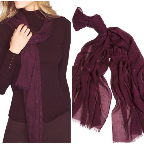 White House Black Market Accessories - White House Black Market burgundy ￼embellished scarf